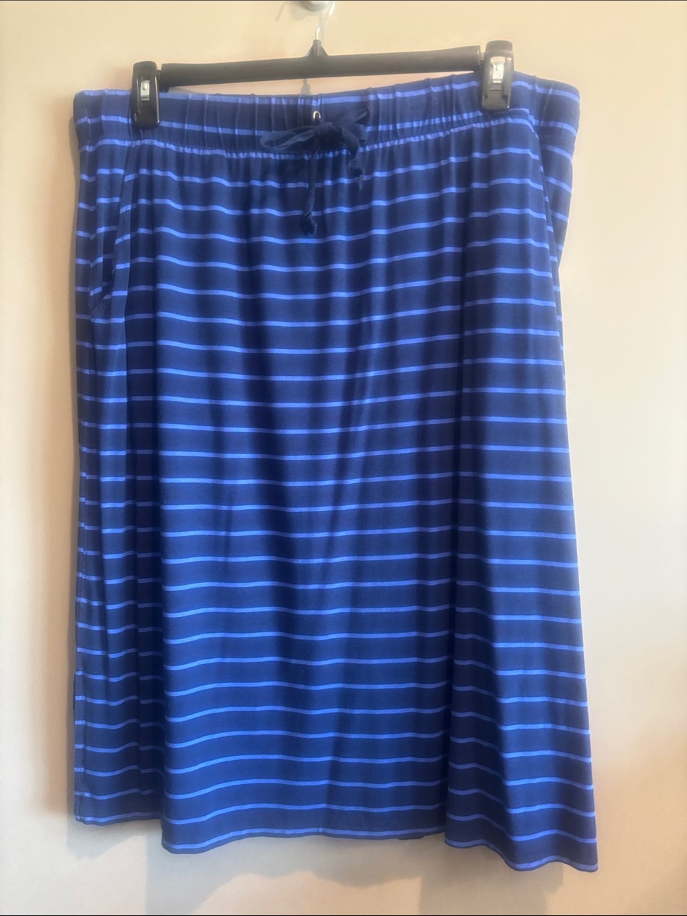 St. John's Bay Navy and Royal Blue Striped A-Line Skirt